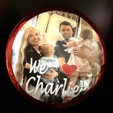 Charlie Kirk Family 6” pin - can be worn as pin or eisle on back for standing. Available  at TrumpGirl.com