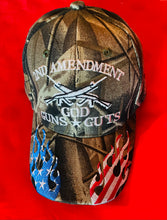 Load image into Gallery viewer, Hat - “2nd Ammendment - God Guns &amp; Guts 3 colors - Navy,Black,Camo