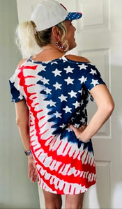 American Flag Cold Shoulder Dress