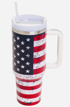 Load image into Gallery viewer, USA &amp; American Flag Inspired 40oz Double Wall Stainless Steel Tumbler With Handle 2 ( patterns)