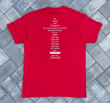 Load image into Gallery viewer, Red Unisex T-Shirt- “ I Am The Turning Point “ The back states the verse Deuteronomy 31.6  Ladies : size down one .