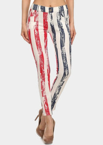 Striped Patriotic  leggings.