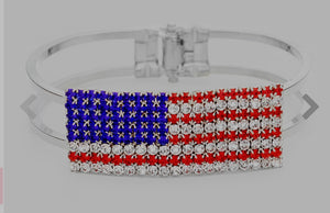 American Flag Crystal Bracelet Gold or Silver