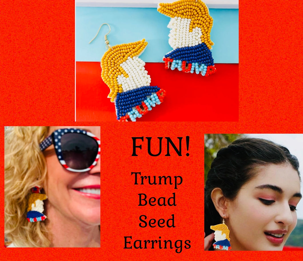 Trump Bead Seed Earrings.