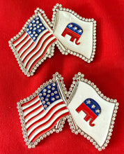 Load image into Gallery viewer, The Pin with dual flags - The American Flag &amp; The Republican Elephant Icon