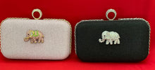 Load image into Gallery viewer, Shimmery Evening Clutch with Embellished Elephant - Pale Pink or Black