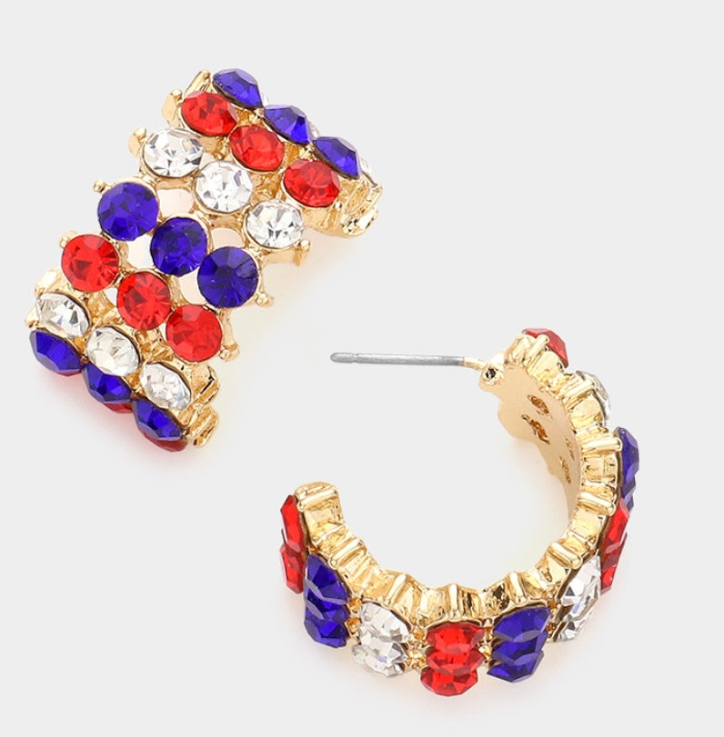 USA Rhinestone Custer Earrings