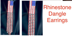 American Flag Rhinestone Dangle Earrings
