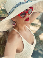 Load image into Gallery viewer, Patriotic Heart Bling Earrings