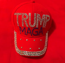 Load image into Gallery viewer, SALE !! Bling is a good thing! Bling “TRUMP  MAGA Hats - 3 color choices - Black, Navy, Red Available at TrumpGirl.com