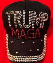 Load image into Gallery viewer, SALE !! Bling is a good thing! Bling “TRUMP  MAGA Hats - 3 color choices - Black, Navy, Red Available at TrumpGirl.com