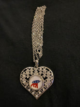 Load image into Gallery viewer, Heart Shape Crystal Republican Elephant necklace.