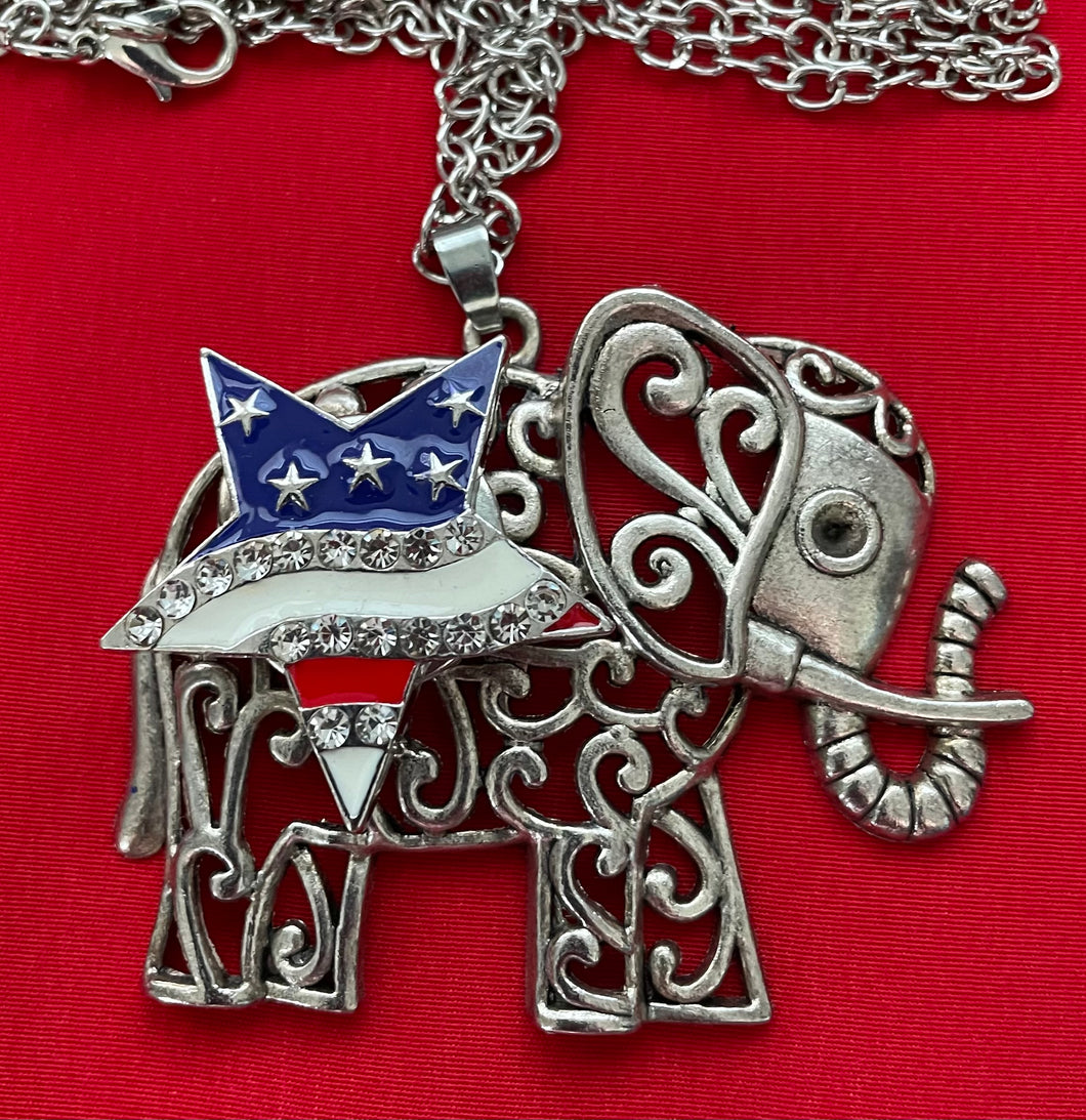 Elephant Necklace with patriotic star