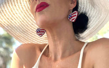 Load image into Gallery viewer, Patriotic Heart Bling Earrings