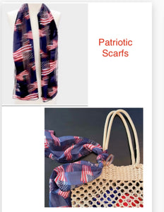 SALE ! American Flag Satin Stripe Scarf-choice of 2 color’s- navy or white