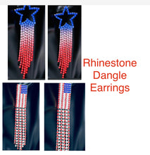 Load image into Gallery viewer, Star accented rhinestone fringe dangle earrings