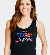 Load image into Gallery viewer, Rhinestone “I’m A Trump Girl” Tank Top -T-shirt.