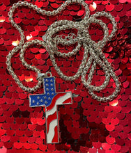 Load image into Gallery viewer, American Flag Cross Necklace