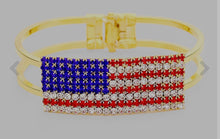 Load image into Gallery viewer, American Flag Crystal Bracelet Gold or Silver