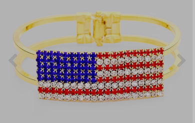 American Flag Crystal Bracelet Gold or Silver