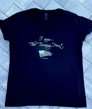 Load image into Gallery viewer, “I Am The Turning Point -Ladies V- neck T-Shirt- 2-Sided-  BACK States Charlie Kirk’s Words.Choice Of Back Or Red. PLEASE CLICK On    Photo For Better Visibility. For purchase at TrumpGirl.com