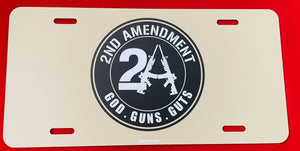 2nd Amendment- God. Guns. Guts - License Plate