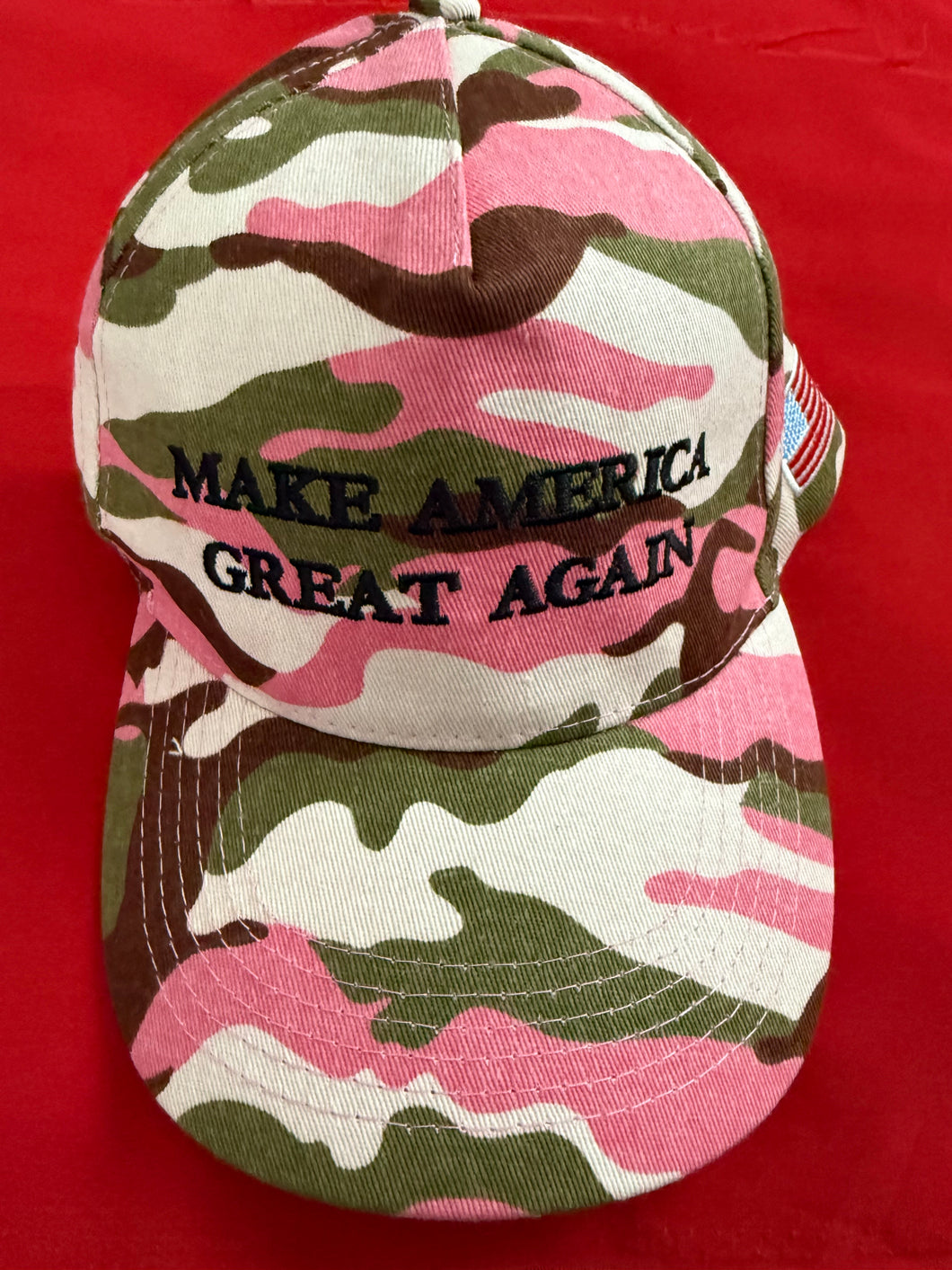 SALE !!! - Pink Camo - Make America Great Again Hat. Embroidered American Flag on side.