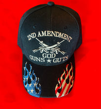 Load image into Gallery viewer, Hat - “2nd Ammendment - God Guns &amp; Guts 3 colors - Navy,Black,Camo