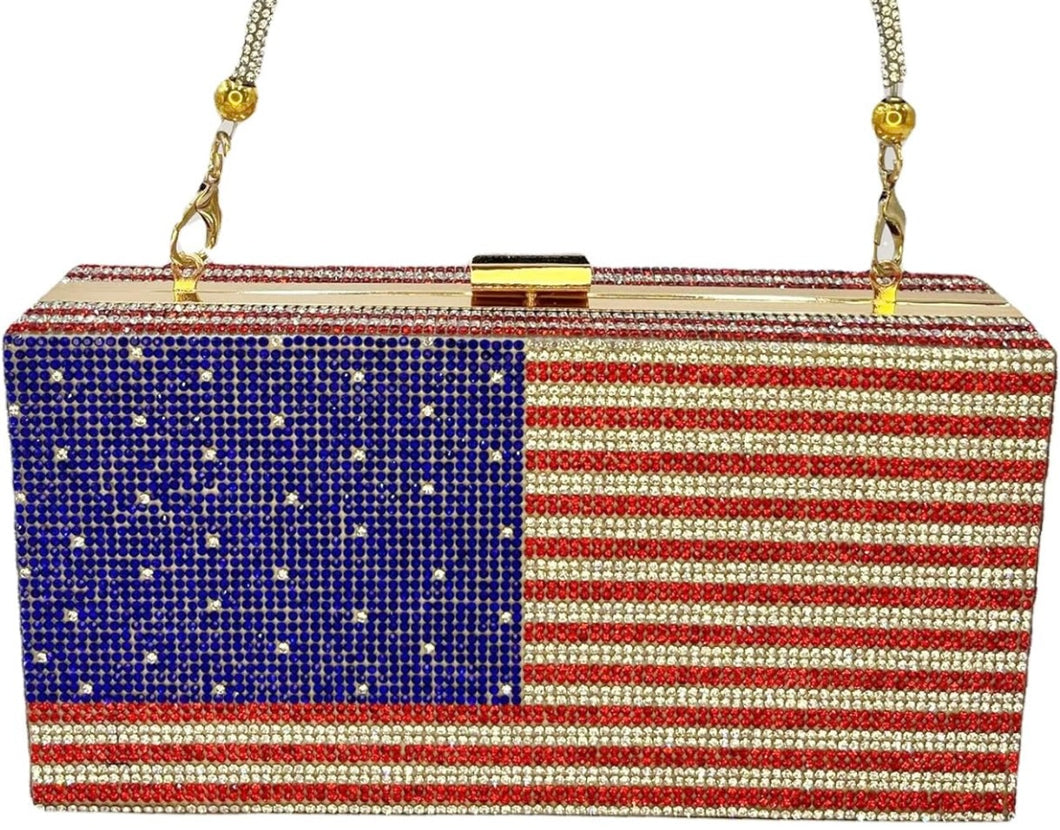 Rhinestone American Flag Handbag -Style1