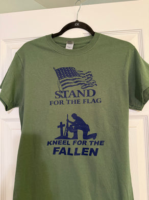 Stand For The Flag Kneel For The Fallen T-Shirt- 2 sided.