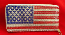 Load image into Gallery viewer, Bling American USA Flag Zipper Wallet