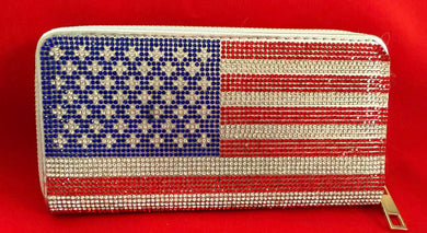 Bling American USA Flag Zipper Wallet