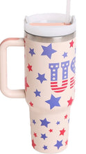 Load image into Gallery viewer, USA &amp; American Flag Inspired 40oz Double Wall Stainless Steel Tumbler With Handle 2 ( patterns)