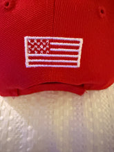 Load image into Gallery viewer, “United We Stand” hat with flag . 2 color choices ) Red or Black @ TrumpGirl.com