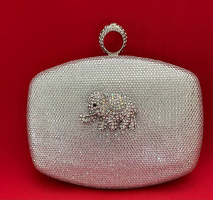 Shimmery Clutch Embellished With Rhinestone Elephant - 2 colors