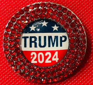 Crystal Rhinestone ( Trump 2024 Pin) color choice red or silver ).