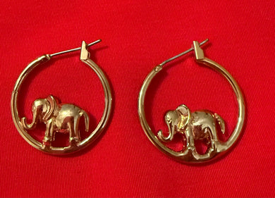 Gold Elephant Hoop Earrings