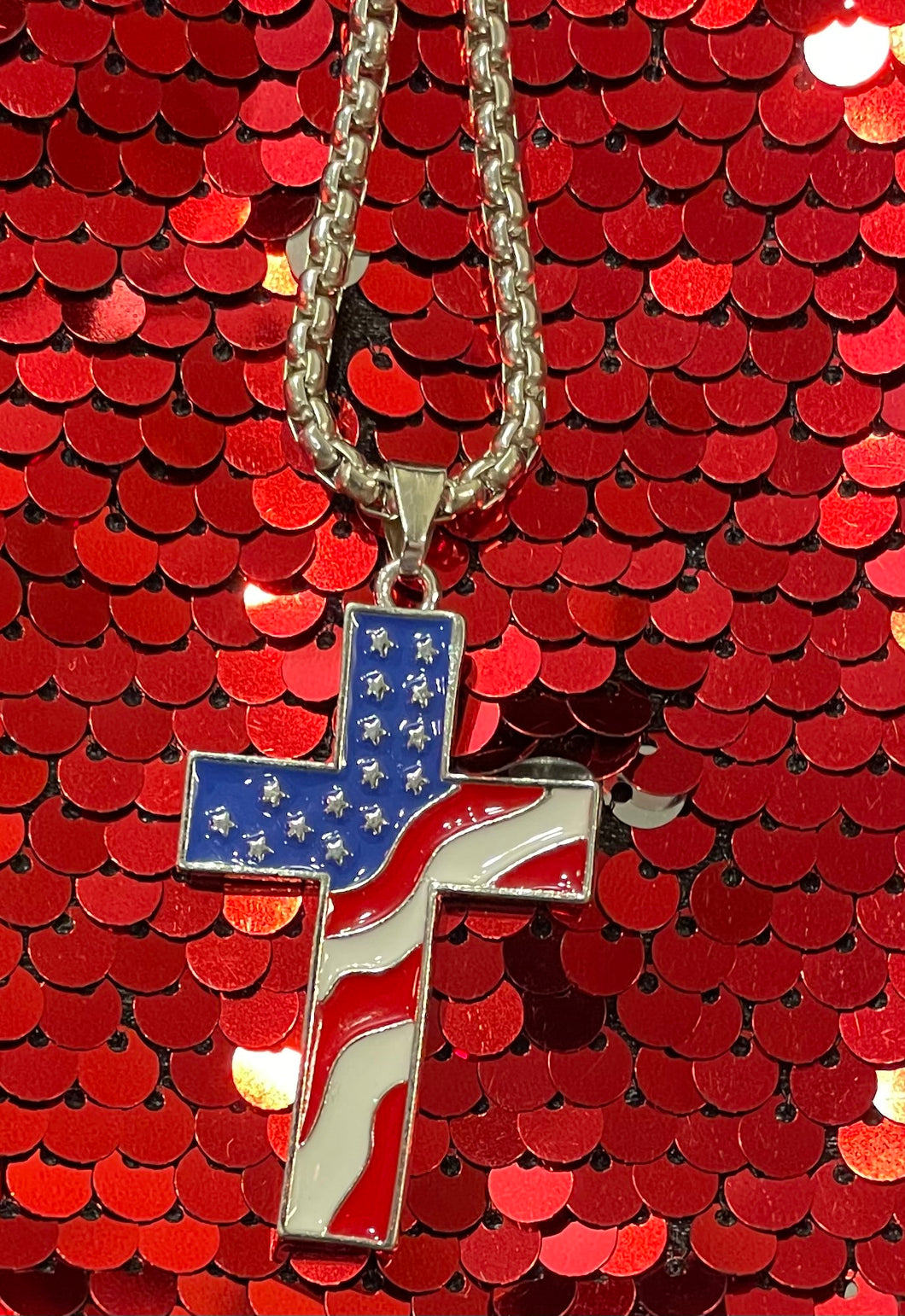 American Flag Cross Necklace