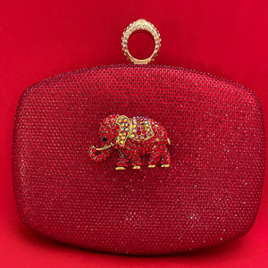 Shimmery Clutch Embellished With Rhinestone Elephant - 2 colors