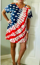 Load image into Gallery viewer, American Flag Cold Shoulder Dress