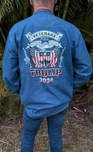 Load image into Gallery viewer, A Great Jean Jacket /Shirt. “Veterans For Trump “🇺🇸 Available For Purchase @ Trump-Girl.com