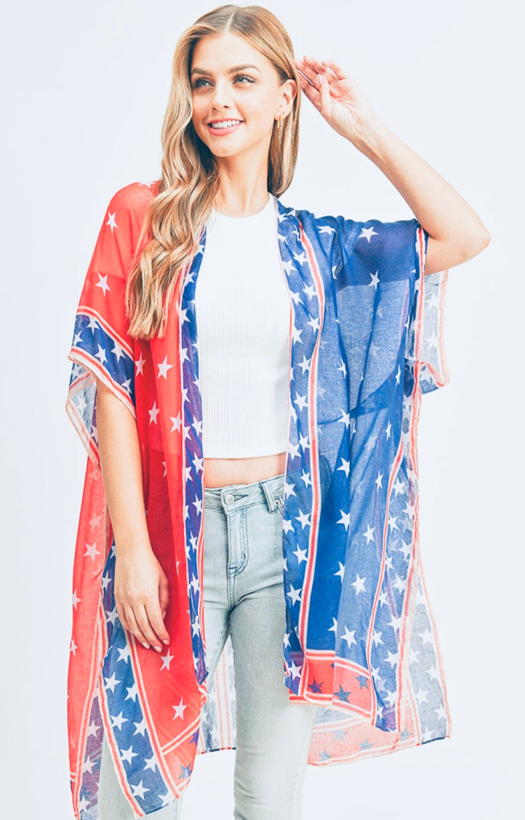 Patriotic flowing Vest / Kimono Poncho. 5 styles 2 Choose from . One of our #1 Seller’s !