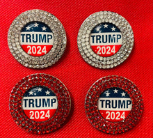 Load image into Gallery viewer, Crystal Rhinestone ( Trump 2024 Pin) color choice red or silver ).