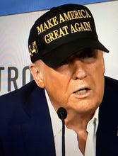 Load image into Gallery viewer, Black- with gold embroidered Make America Great Again Hat - with 45- 47 on side . Just like President Trump wears !