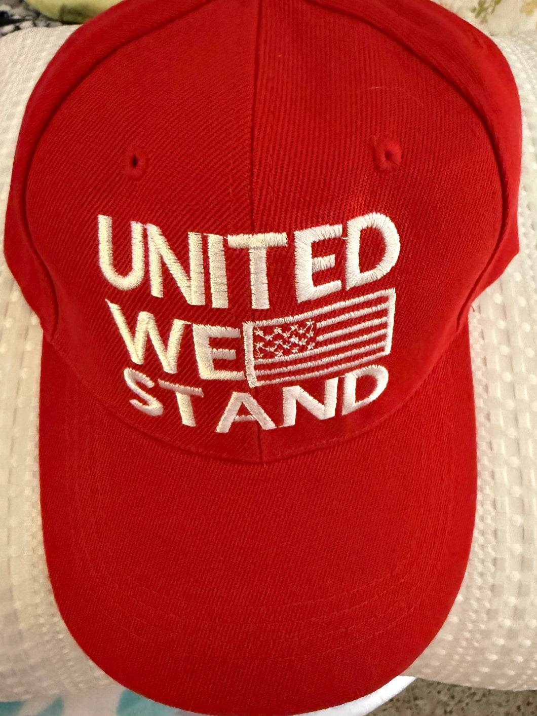 “United We Stand” hat with flag . 2 color choices ) Red or Black @ TrumpGirl.com