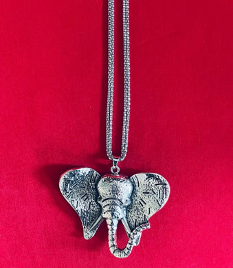Large Silver Elephant Pendant