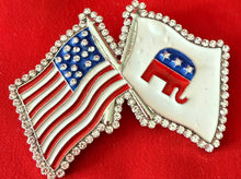 Load image into Gallery viewer, The Pin with dual flags - The American Flag &amp; The Republican Elephant Icon