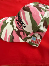 Load image into Gallery viewer, SALE !!! - Pink Camo - Make America Great Again Hat. Embroidered American Flag on side.