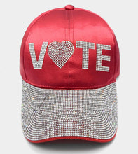 Load image into Gallery viewer, VOTE - Embellished Hat Rhinestone Hat -Red or Black