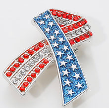 Load image into Gallery viewer, Stone Paved American USA Flag Bow Brooch